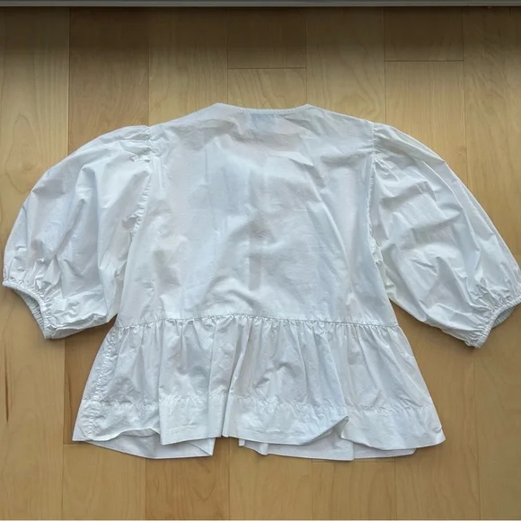 GANNI WHITE BOW BLOUSE - Picture 5 of 7